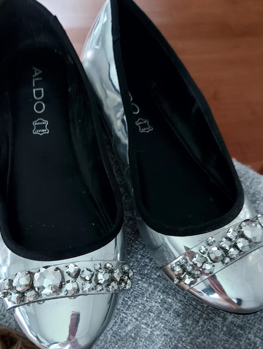 ALDO Silver Crystal-Accent Ballet Flats